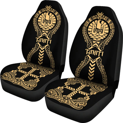 Tahiti Car Seat Covers - Tahiti Flag Polynesian Tribal Gold