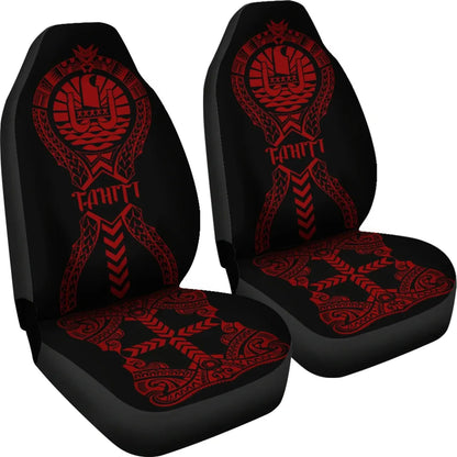 Tahiti Car Seat Covers - Tahiti Flag Polynesian Tribal Red