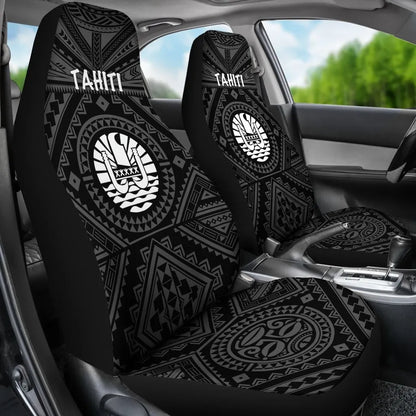 Tahiti Car Seat Covers - Tahiti Seal In Polynesian Tattoo Style (Black) -BN25
