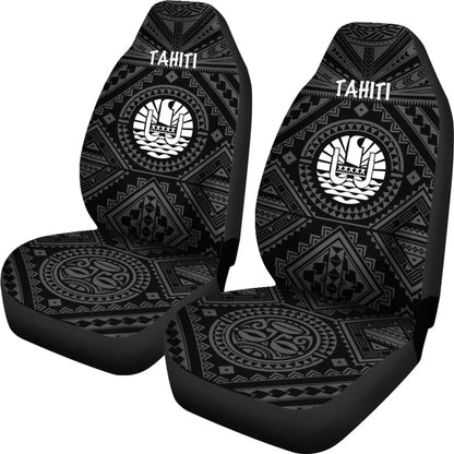 Tahiti Car Seat Covers - Tahiti Seal In Polynesian Tattoo Style (Black) -BN25