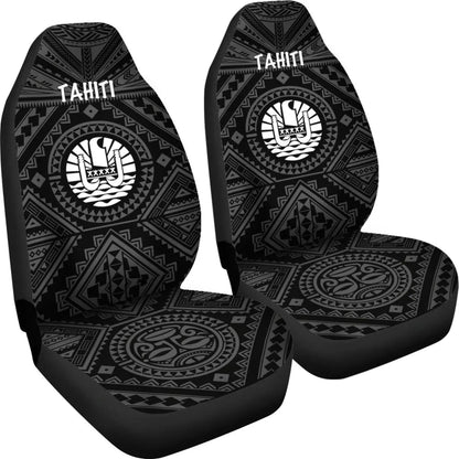 Tahiti Car Seat Covers - Tahiti Seal In Polynesian Tattoo Style (Black) -BN25