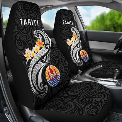 Tahiti Car Seat Covers - Tahiti Seal Polynesian Patterns Plumeria (Black)