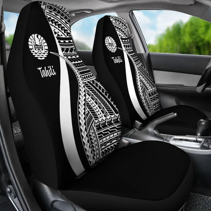 Tahiti Car Seat Covers - White Polynesian Tentacle Tribal Pattern