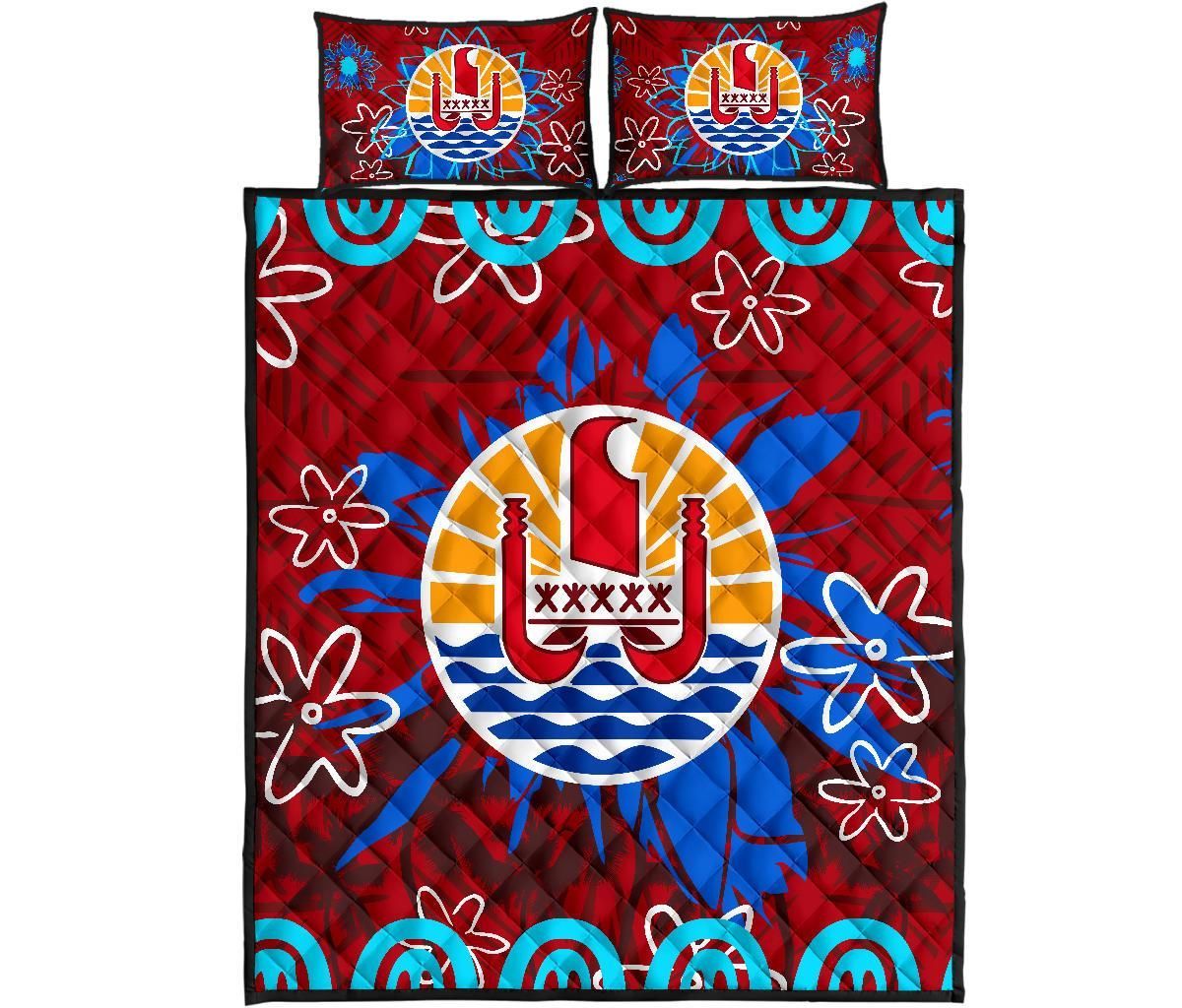 Tahiti Polynesian Quilt Bed Set - Tahiti Flag