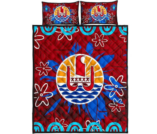 Tahiti Polynesian Quilt Bed Set - Tahiti Flag