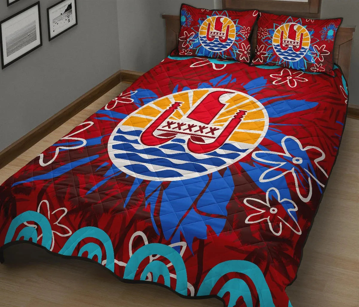 Tahiti Polynesian Quilt Bed Set - Tahiti Flag