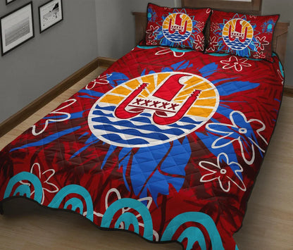 Tahiti Polynesian Quilt Bed Set - Tahiti Flag