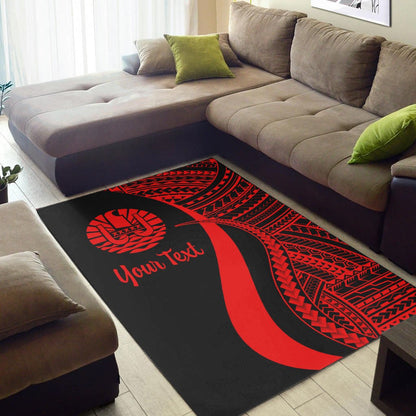 Tahiti Custom Personalised Area Rug - Red Polynesian Tentacle Tribal Pattern