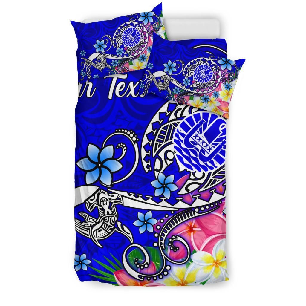 Tahiti Custom Personalised Bedding Set - Turtle Plumeria (Blue)