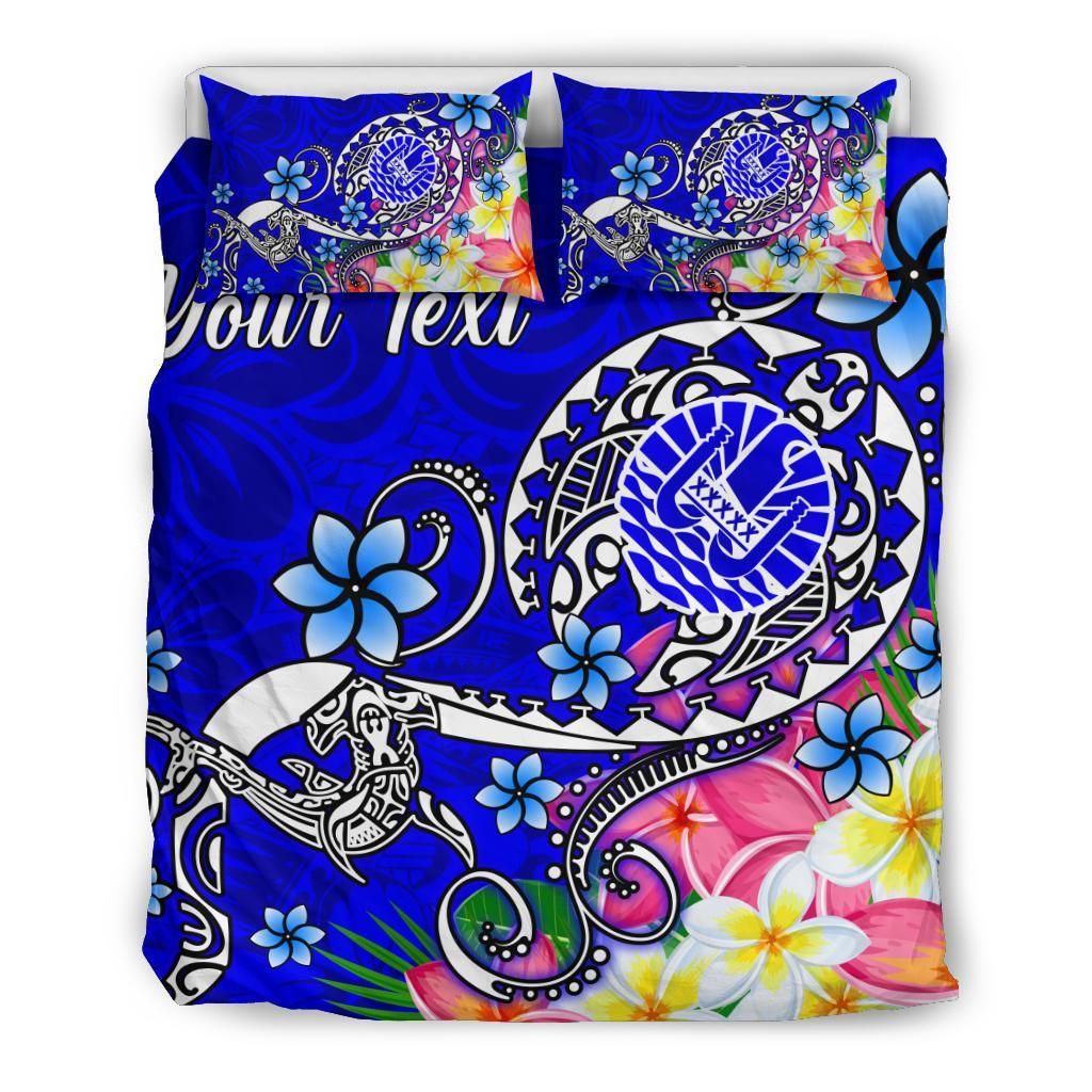 Tahiti Custom Personalised Bedding Set - Turtle Plumeria (Blue)