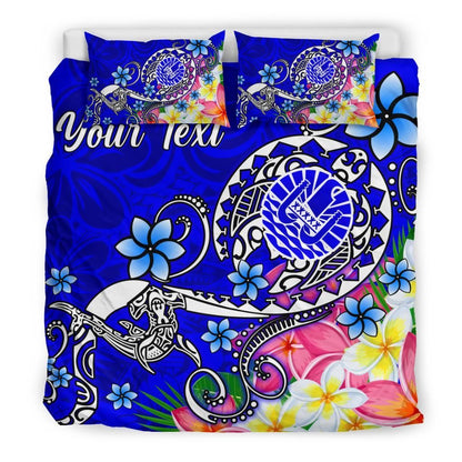 Tahiti Custom Personalised Bedding Set - Turtle Plumeria (Blue)