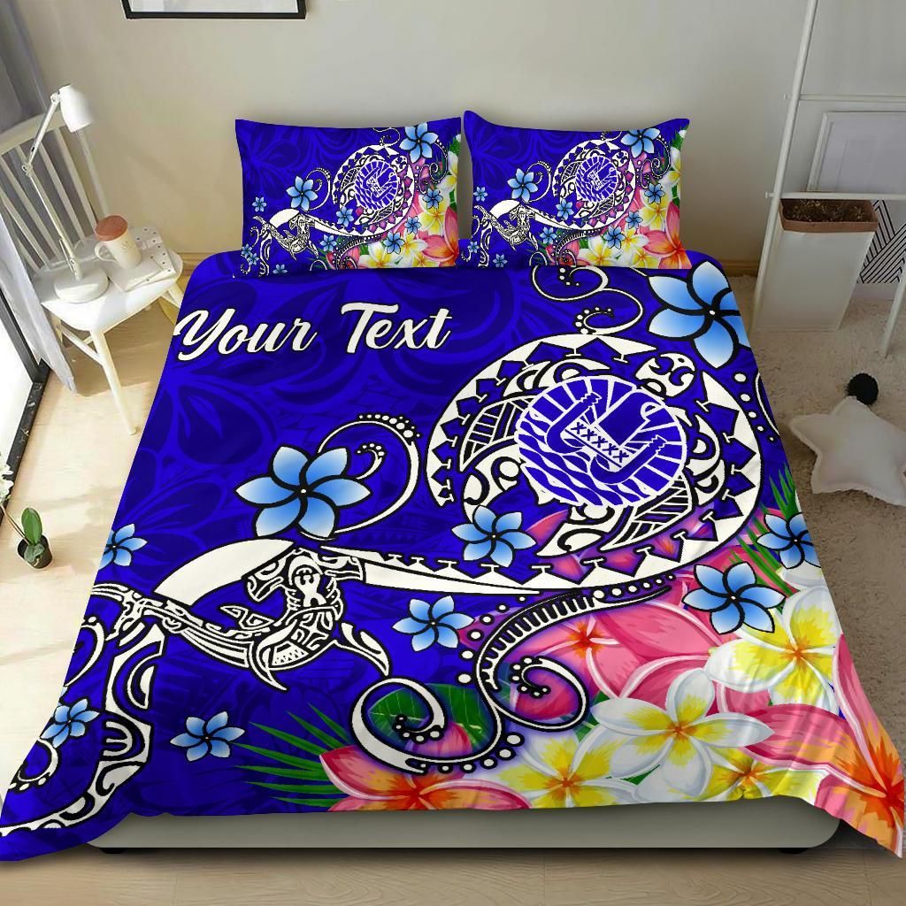 Tahiti Custom Personalised Bedding Set - Turtle Plumeria (Blue)