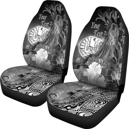 Tahiti Custom Personalised Car Seat Covers - Humpback Whale with Tropical Flowers (White)