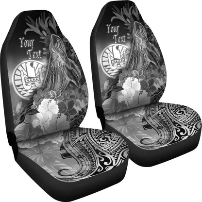 Tahiti Custom Personalised Car Seat Covers - Humpback Whale with Tropical Flowers (White)