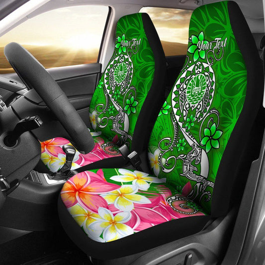 Tahiti Custom Personalised Car Seat Covers - Turtle Plumeria (Green)