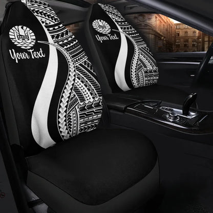 Tahiti Custom Personalised Car Seat Covers - White Polynesian Tentacle Tribal Pattern
