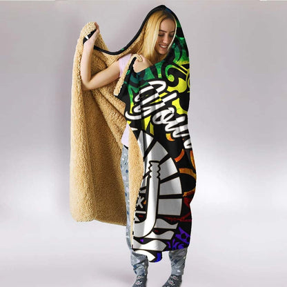 Tahiti Custom Personalised Hooded Blanket - Rainbow Polynesian Pattern