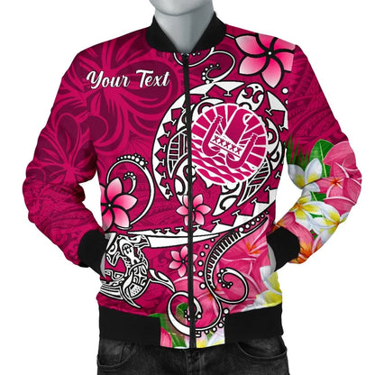Tahiti Custom Personalised Bomber Jacket - Turtle Plumeria (Pink)
