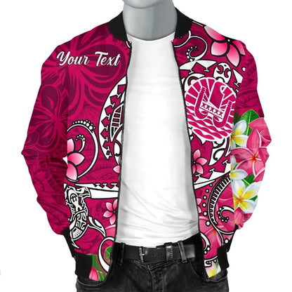 Tahiti Custom Personalised Bomber Jacket - Turtle Plumeria (Pink)