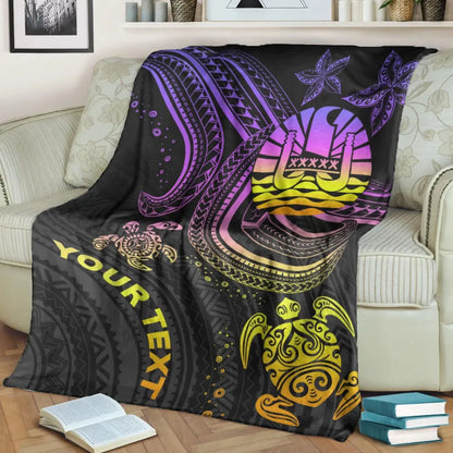 Tahiti Custom Personalised Premium Blanket- Pink Turtle