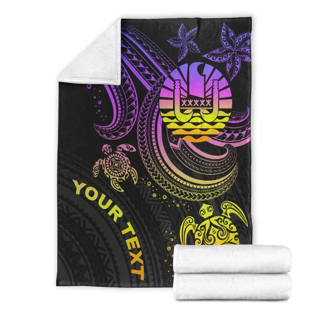 Tahiti Custom Personalised Premium Blanket- Pink Turtle