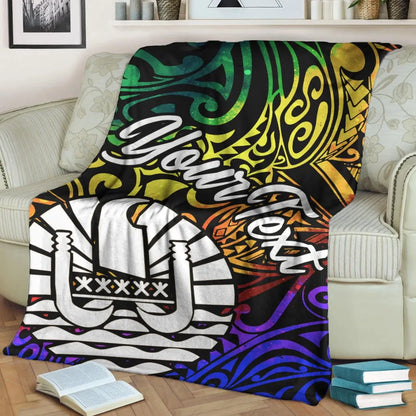 Tahiti Custom Personalised Premium Blanket - Rainbow Polynesian Pattern