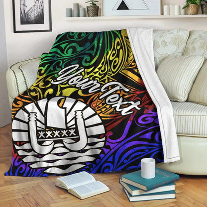 Tahiti Custom Personalised Premium Blanket - Rainbow Polynesian Pattern