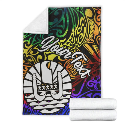 Tahiti Custom Personalised Premium Blanket - Rainbow Polynesian Pattern