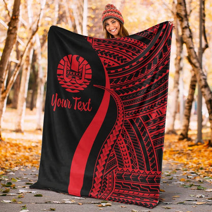 Tahiti Custom Personalised Premium Blanket - Red Polynesian Tentacle Tribal Pattern