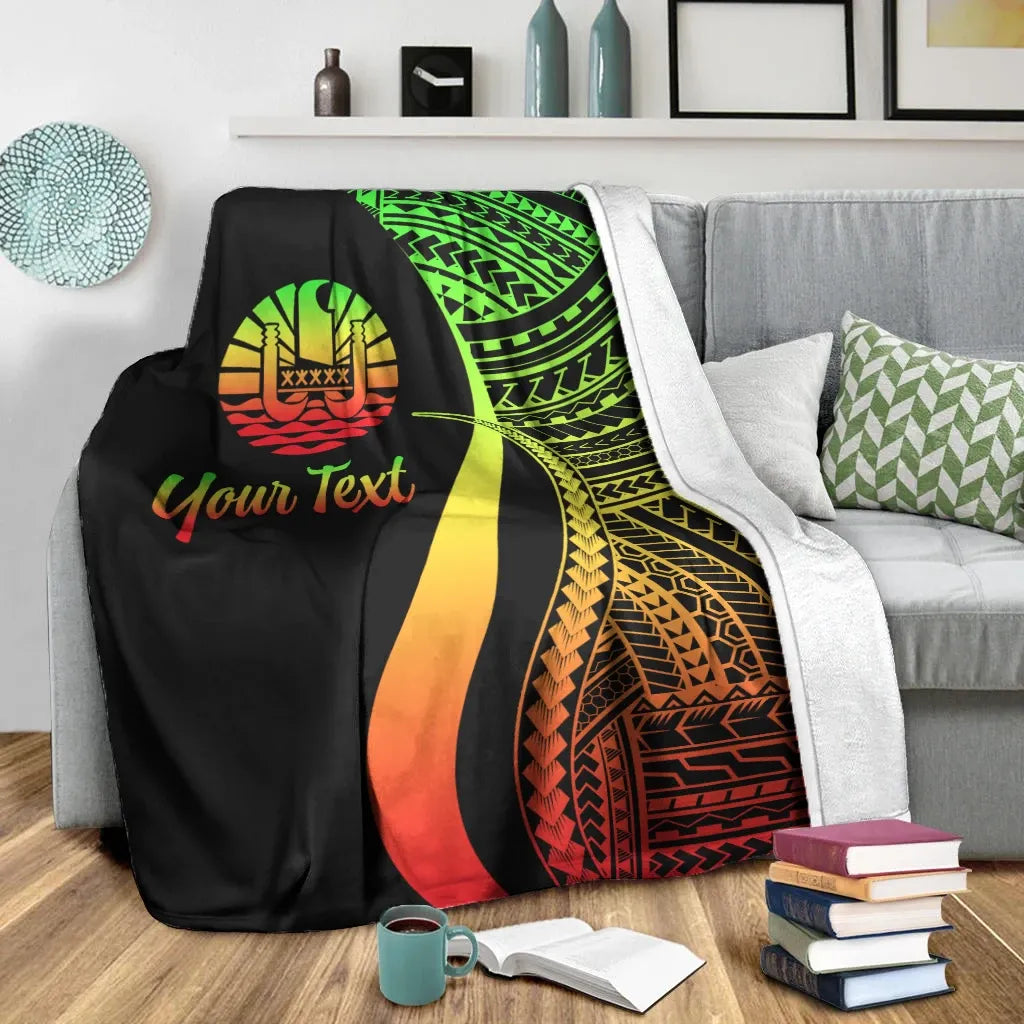 Tahiti Custom Personalised Premium Blanket - Reggae Polynesian Tentacle Tribal Pattern