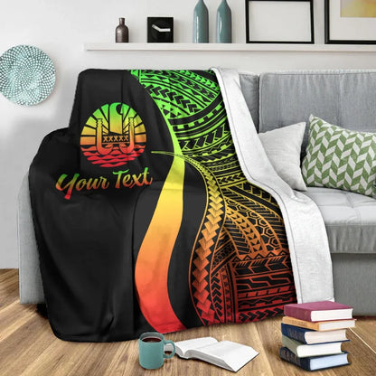 Tahiti Custom Personalised Premium Blanket - Reggae Polynesian Tentacle Tribal Pattern