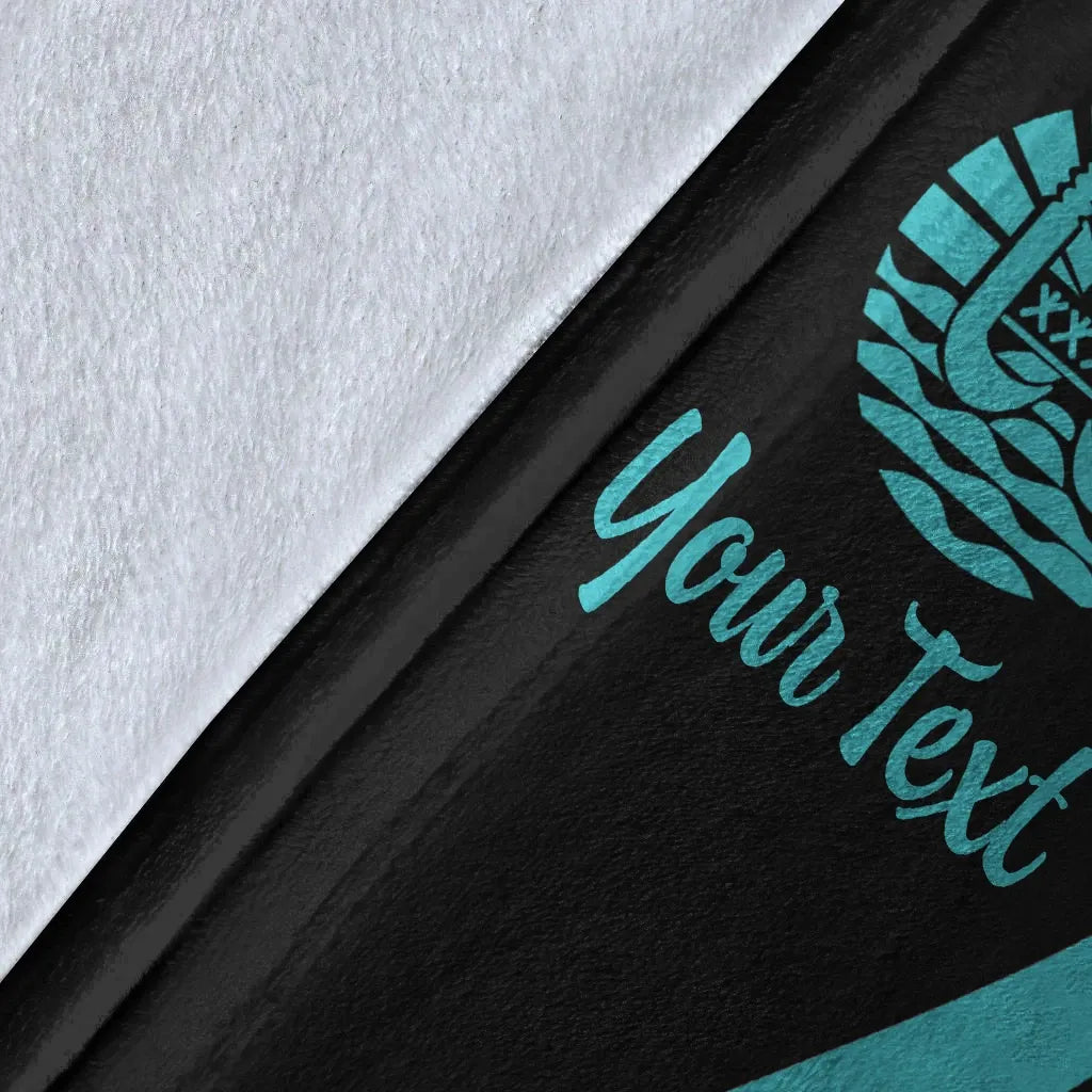 Tahiti Custom Personalised Premium Blanket - Turquoise Polynesian Tentacle Tribal Pattern