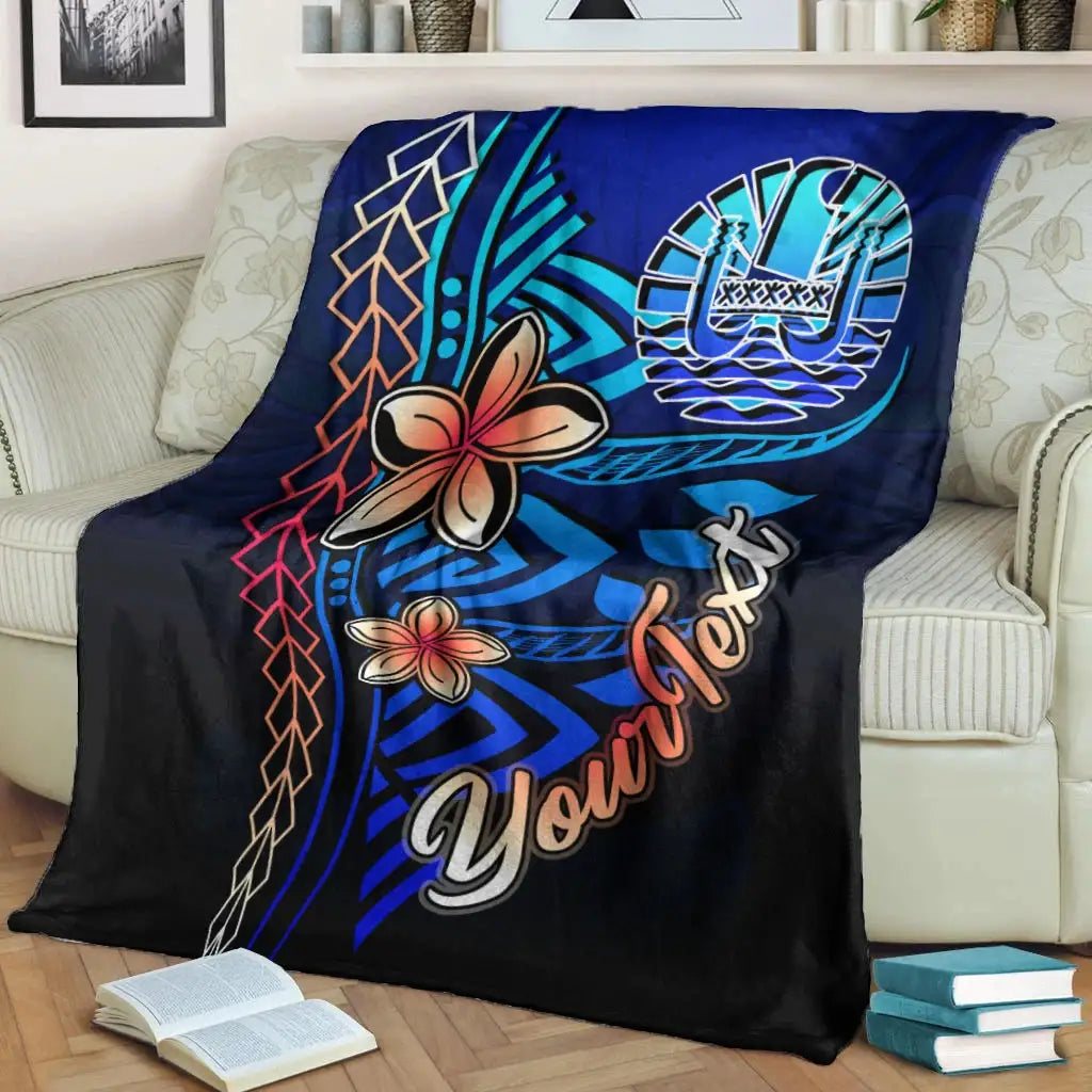 Tahiti Custom Personalised Premium Blanket - Vintage Tribal Mountain