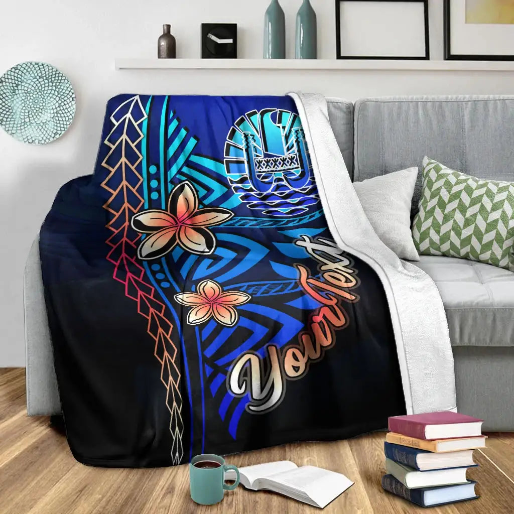 Tahiti Custom Personalised Premium Blanket - Vintage Tribal Mountain