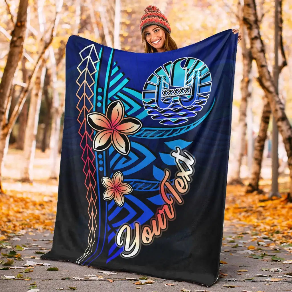 Tahiti Custom Personalised Premium Blanket - Vintage Tribal Mountain