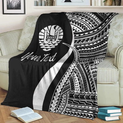 Tahiti Custom Personalised Premium Blanket - White Polynesian Tentacle Tribal Pattern