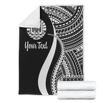 Tahiti Custom Personalised Premium Blanket - White Polynesian Tentacle Tribal Pattern