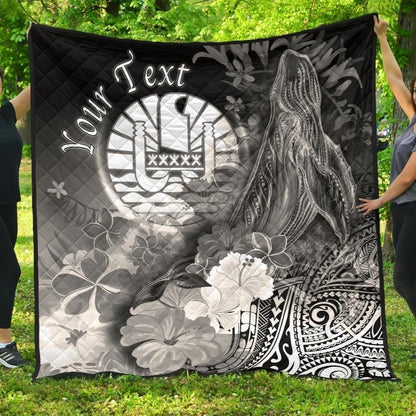 Tahiti Custom Personalised Premium Quilt - Humpback Whale with Tropical Flowers (White)