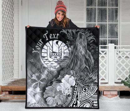 Tahiti Custom Personalised Premium Quilt - Humpback Whale with Tropical Flowers (White)