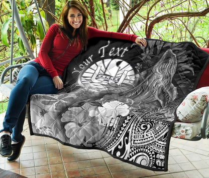 Tahiti Custom Personalised Premium Quilt - Humpback Whale with Tropical Flowers (White)