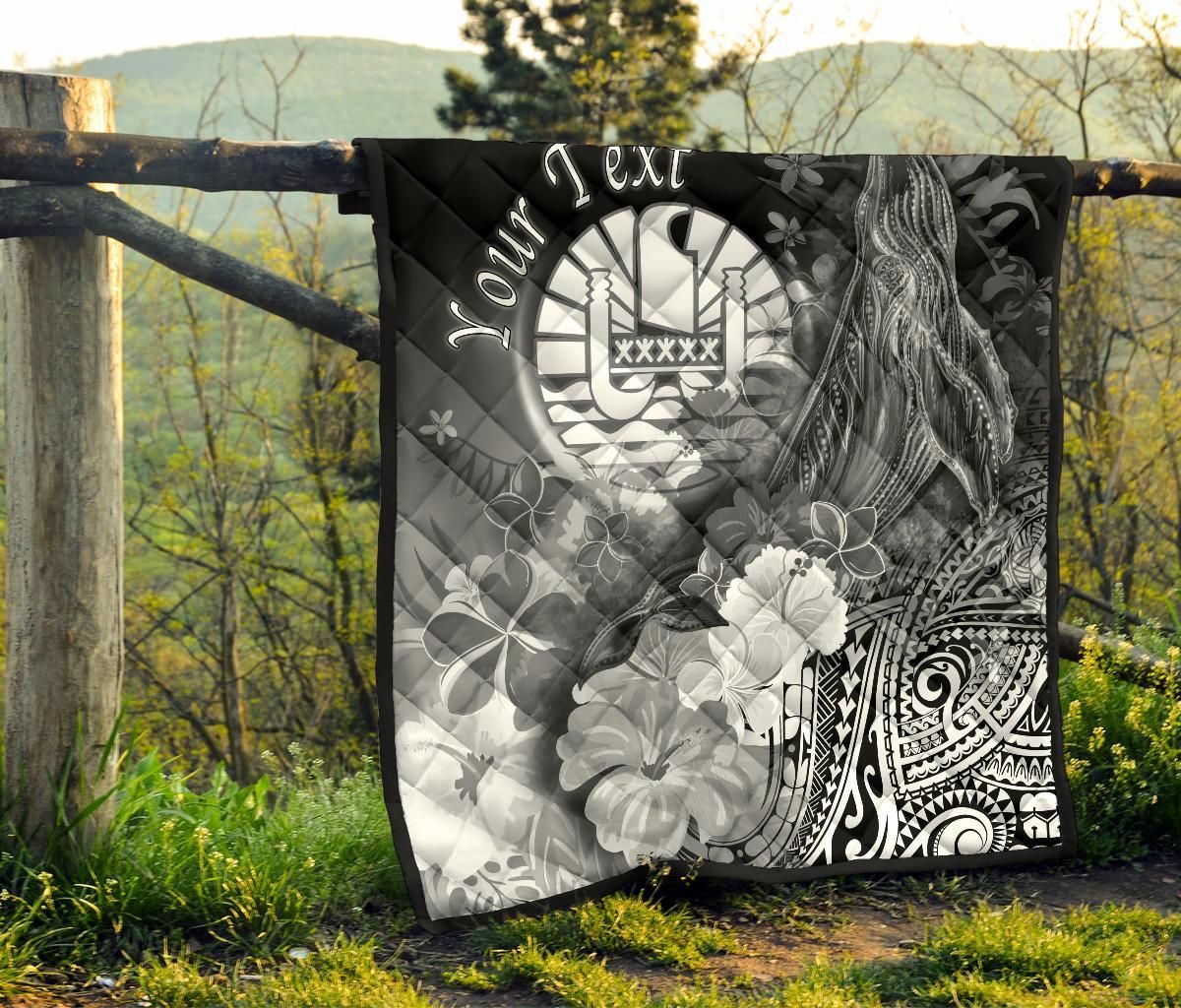 Tahiti Custom Personalised Premium Quilt - Humpback Whale with Tropical Flowers (White)