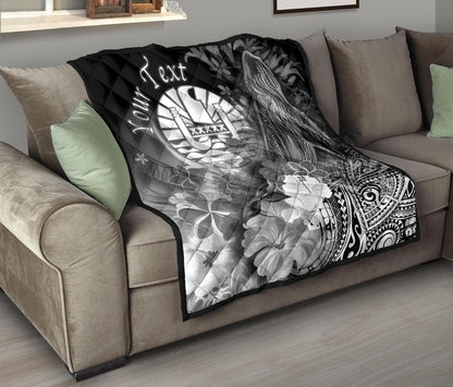 Tahiti Custom Personalised Premium Quilt - Humpback Whale with Tropical Flowers (White)