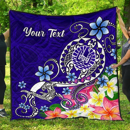 Tahiti Custom Personalised Premium Quilt - Turtle Plumeria (Blue)