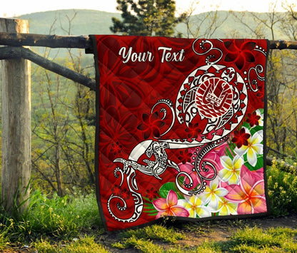 Tahiti Custom Personalised Premium Quilt - Turtle Plumeria (Red)