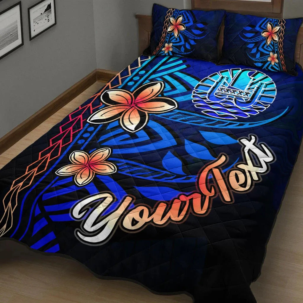 Tahiti Custom Personalised Quilt Bed Set - Vintage Tribal Mountain