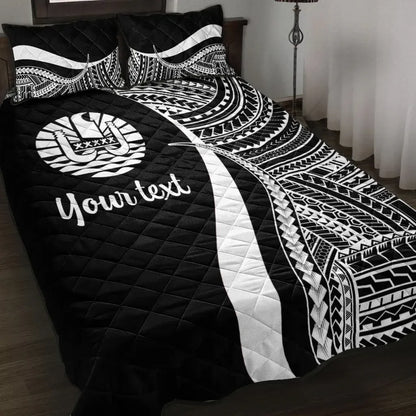 Tahiti Custom Personalised Quilt Bed Set - Turquoise Polynesian Tentacle Tribal Pattern