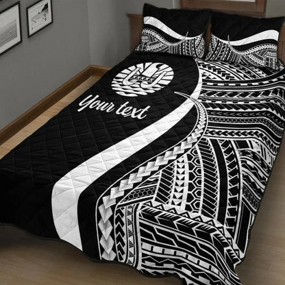 Tahiti Custom Personalised Quilt Bed Set - Turquoise Polynesian Tentacle Tribal Pattern