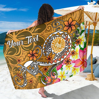 Tahiti Custom Personalised Sarong - Turtle Plumeria (Gold)