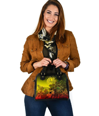 Tahiti Custom Personalised Shoulder Handbag - Humpback Whale With Tropical Flowers (Yellow)