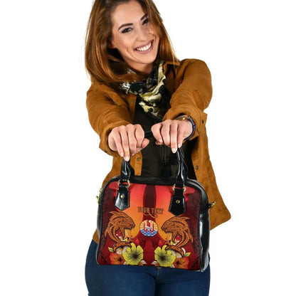 Tahiti Custom Personalised Shoulder Handbag - Tribal Tuna Fish